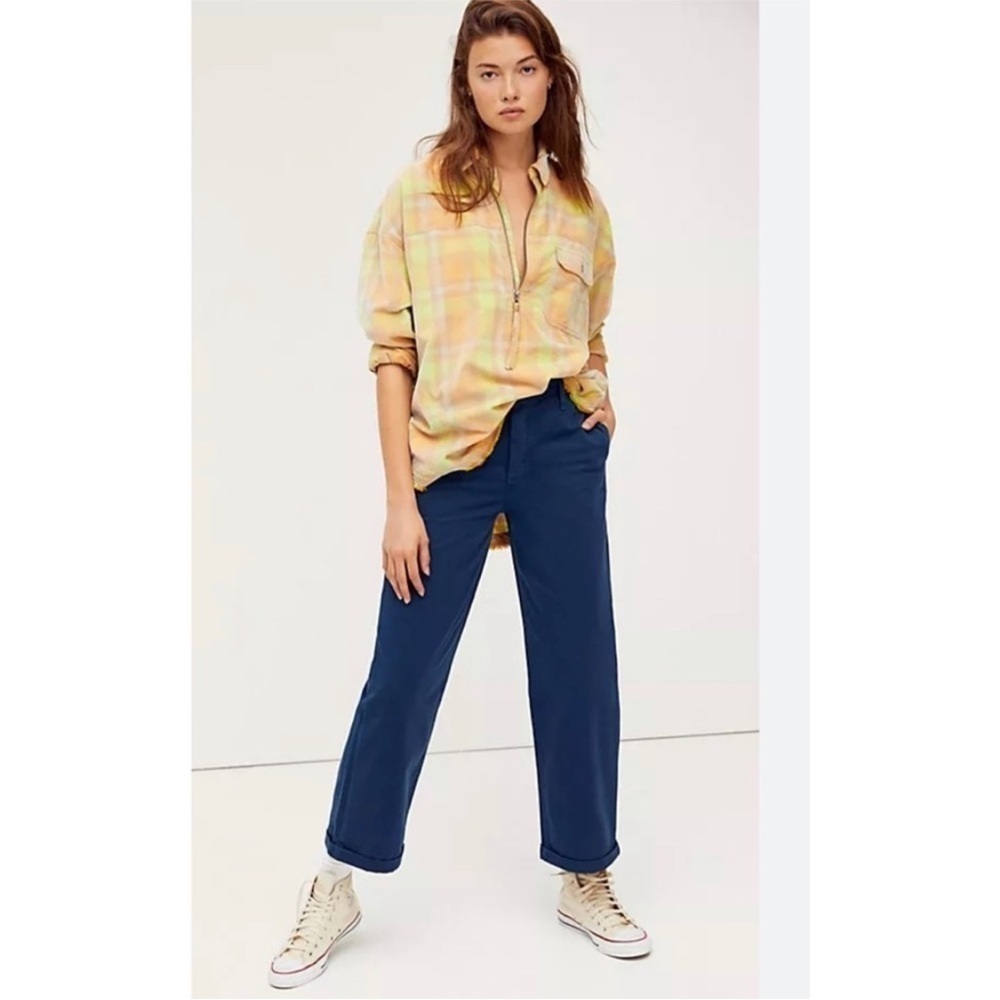 Free People Blue Relaxed Boyfriend Chino Pants